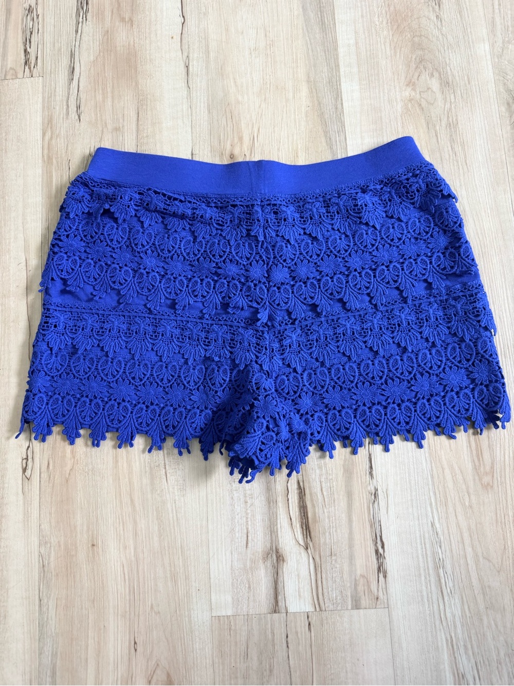 Express Cobalt Blue Crochet Lace Skort Shorts